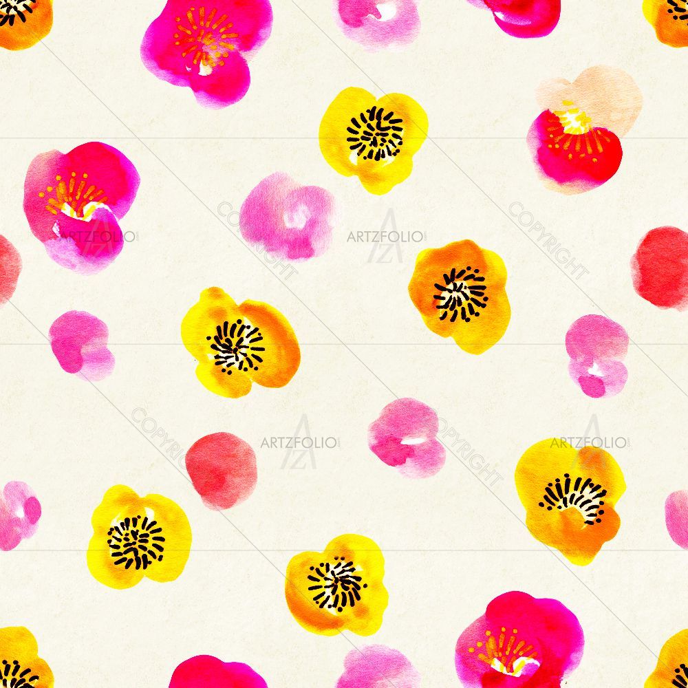 Watercolor Floral Pattern D68 — custom-size art design 5016941