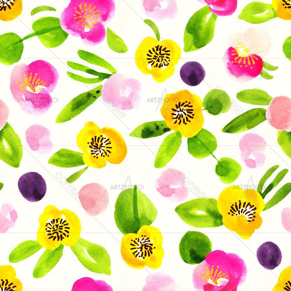 Watercolor Floral Pattern D69 — custom-size art design 5016942
