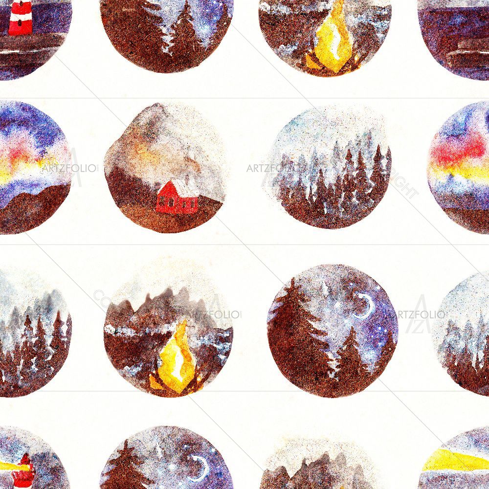 Scandinavian Watercolor Landscape — custom-size art design 5016948