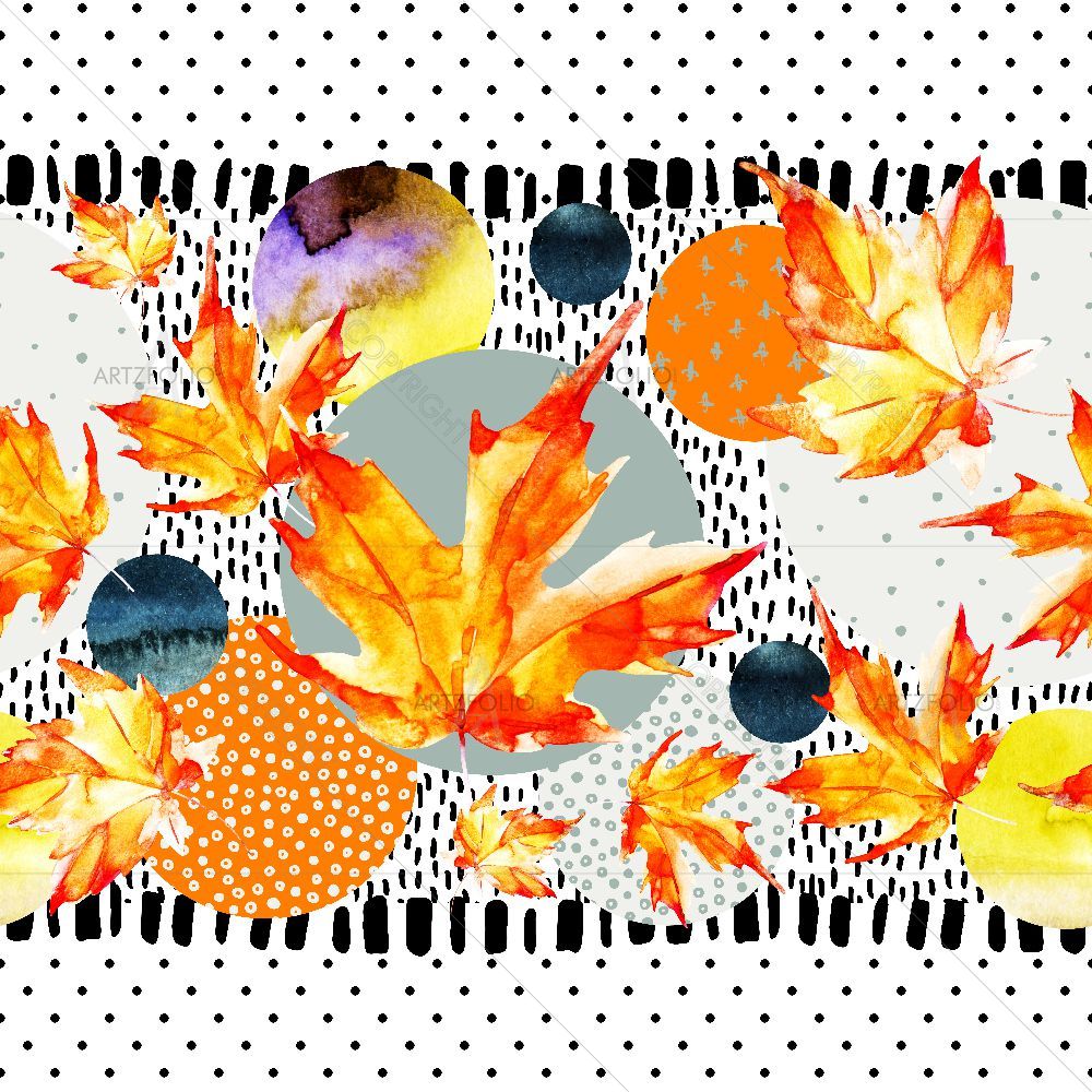Watercolor Floral Leaves D8 — custom-size art design 5016952
