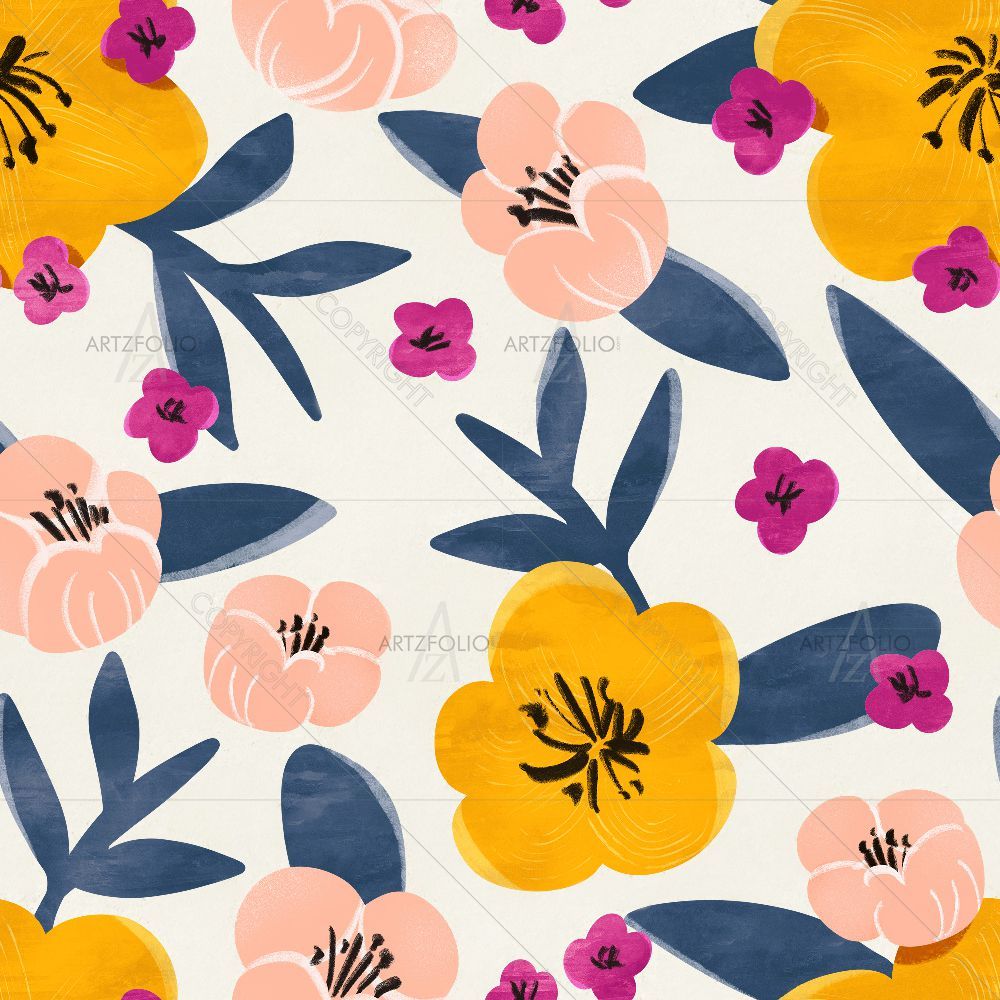 Colorful Floral Pattern D2 — custom-size art design 5016985
