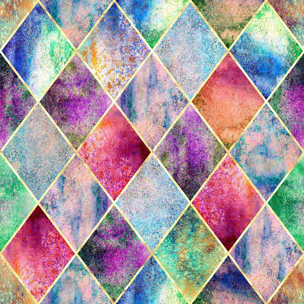 Watercolor Geometric Plaid — custom-size art design 5016992