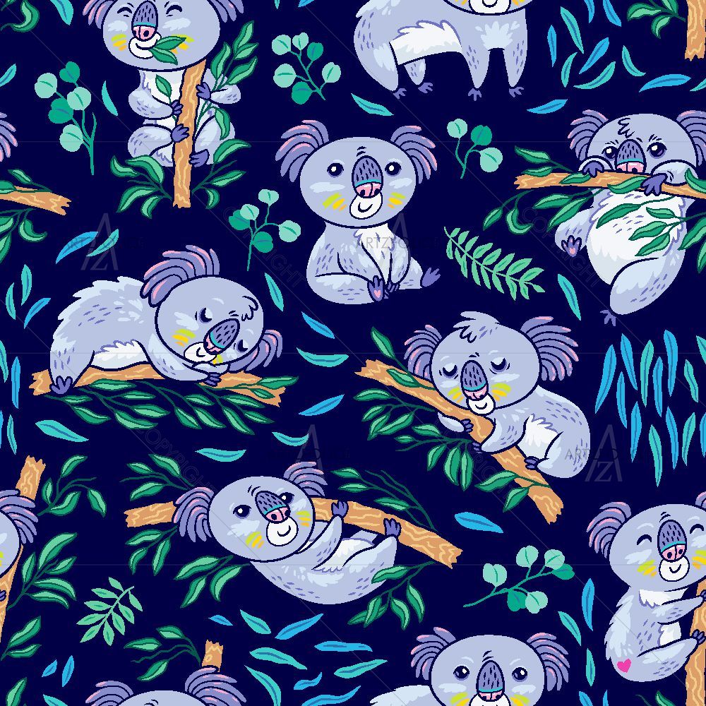 Koalas Eucalyptus Pattern D1 — custom-size art design 5017012
