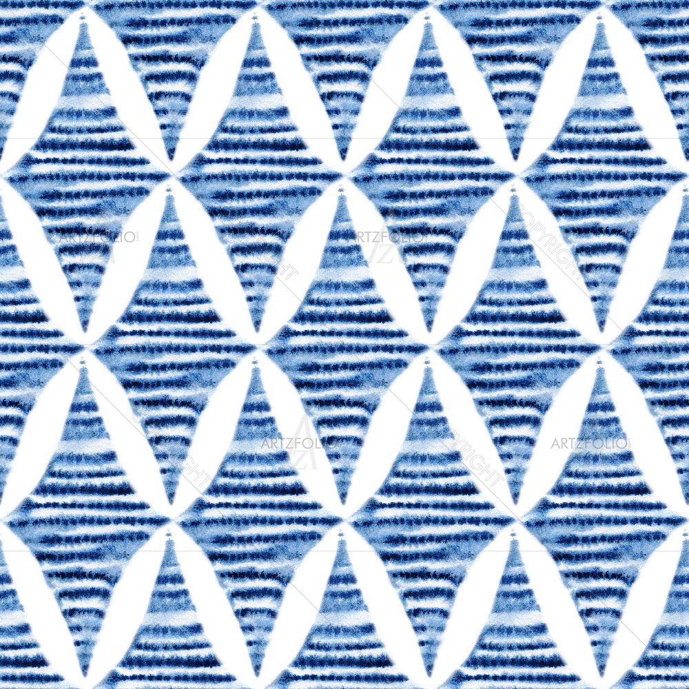 Blue Watercolor Rhombus — Abstract custom art by ArtzFolio