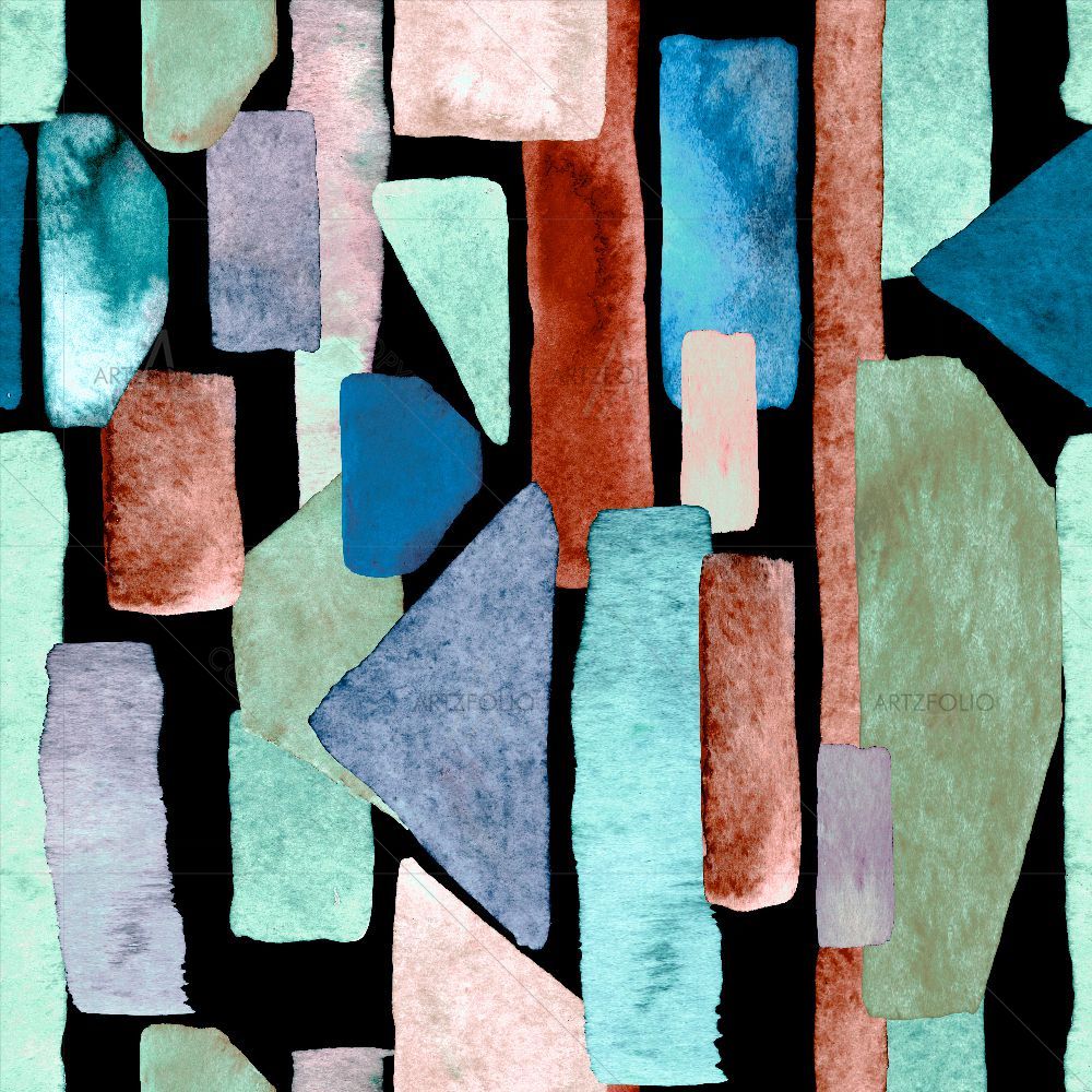 Indigo Blue Geometric Bauhaus D1 — Cubism custom art by ArtzFolio