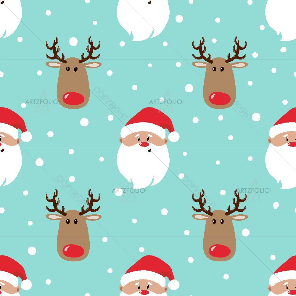 Cartoon Santa & Deer — custom-size art design 5017031