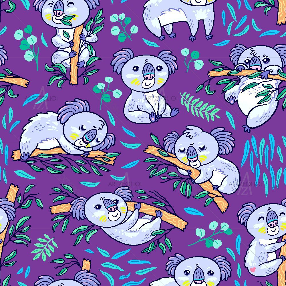 Koalas Eucalyptus Pattern D2 — custom-size art design 5017040