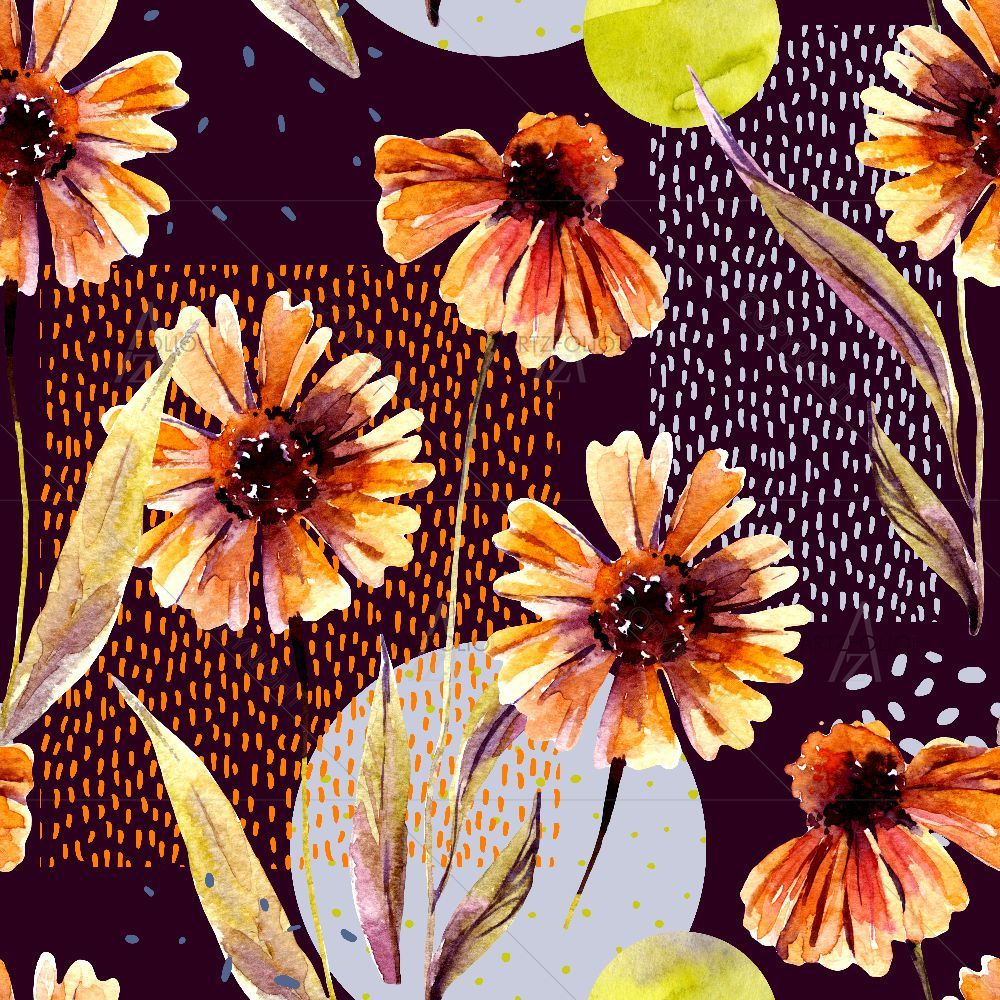 Watercolor Floral Leaves D11 — custom-size art design 5017044