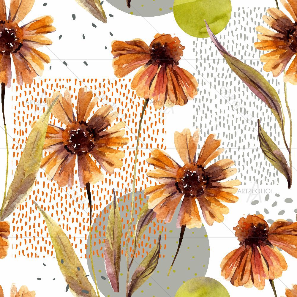 Watercolor Floral Leaves D12 — custom-size art design 5017045