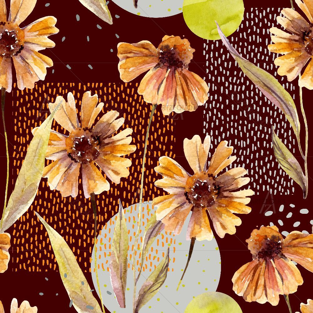 Watercolor Floral Leaves D14 — custom-size art design 5017058