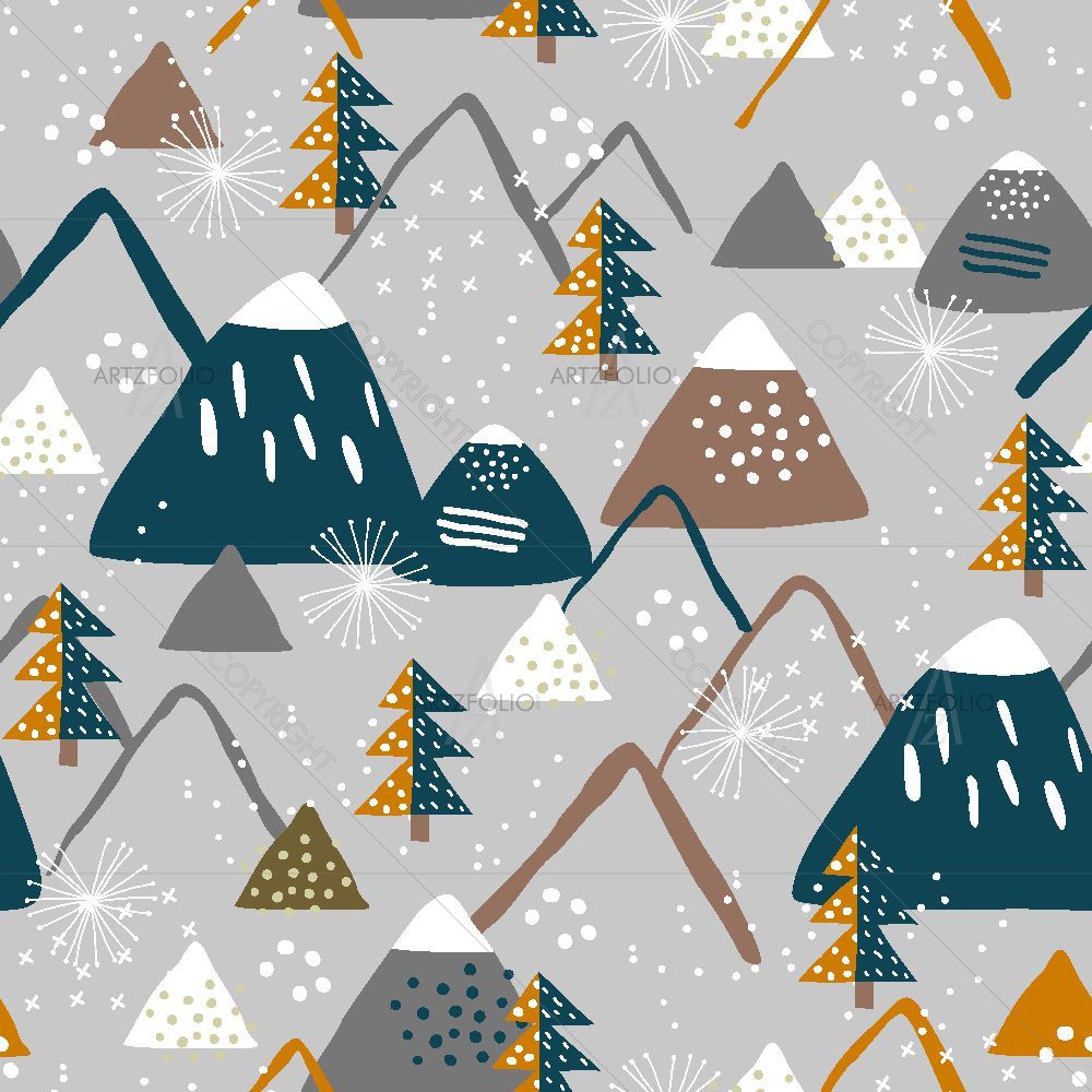 Snowy Mountain Pattern — custom-size art design 5017089