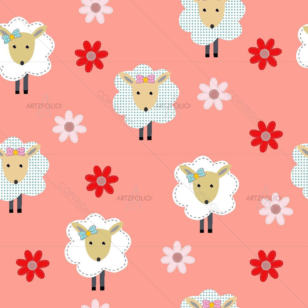 Sheep & Abstract Flowers — Botanical custom art by ArtzFolio