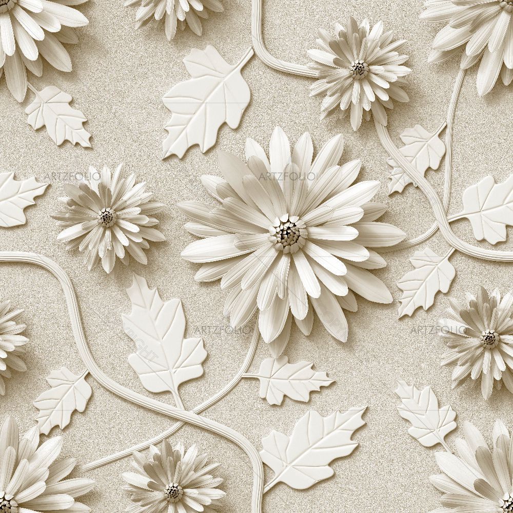 3D Chrysanthemum Flowers — Botanical custom art by ArtzFolio