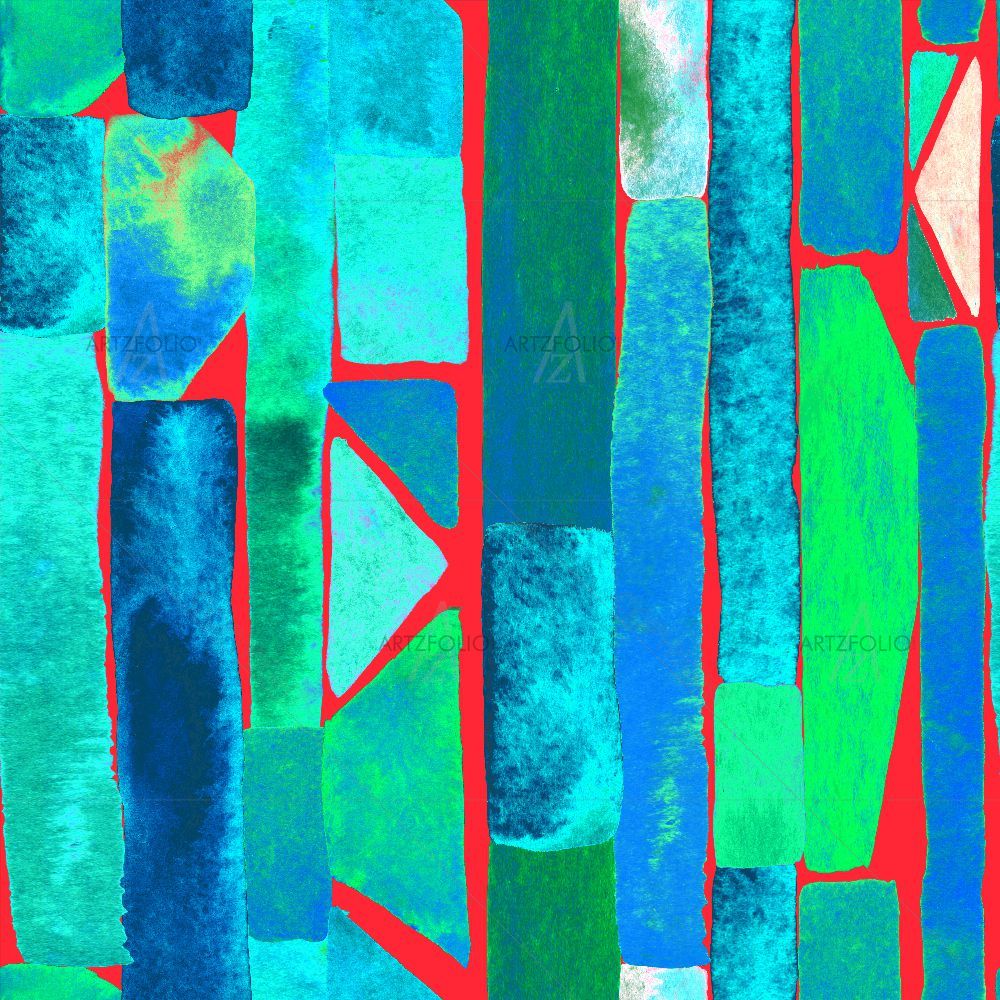 Green Kaleidoscope Cross D3 — Cubism custom art by ArtzFolio