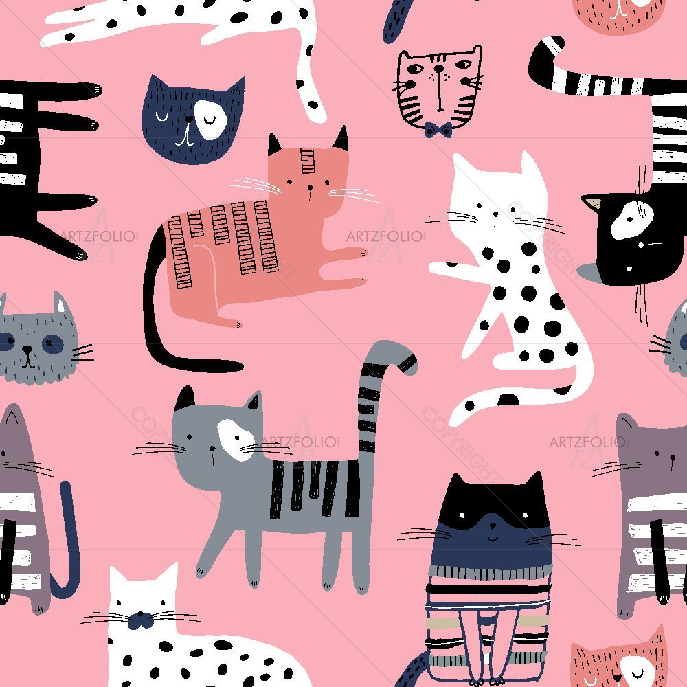 Cute Kittens Pattern — Animals custom art by ArtzFolio