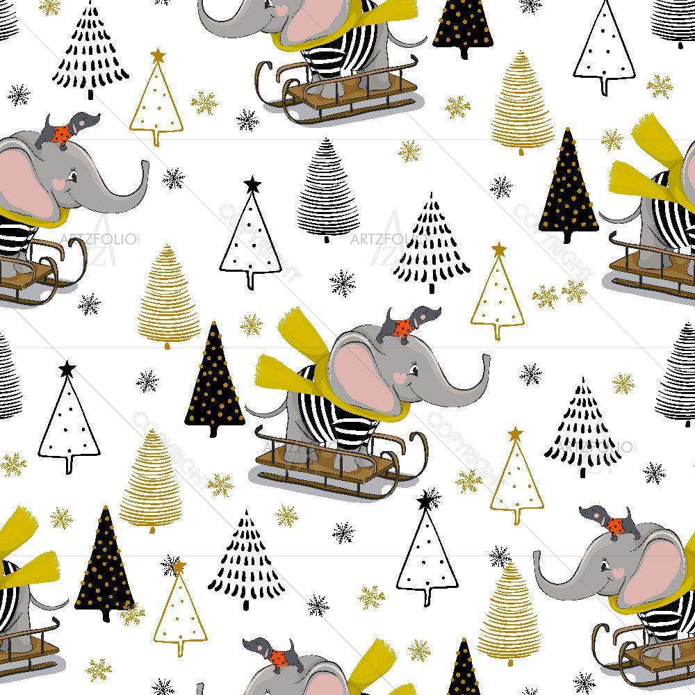 Cartoon Elephant Animal — custom-size art design 5017159