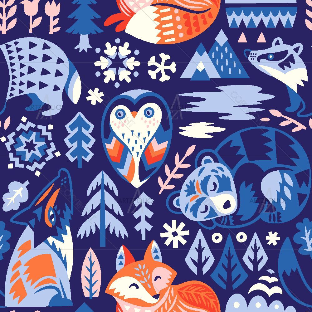 Scandinavian Woodland Animals — Devotional custom art by ArtzFolio