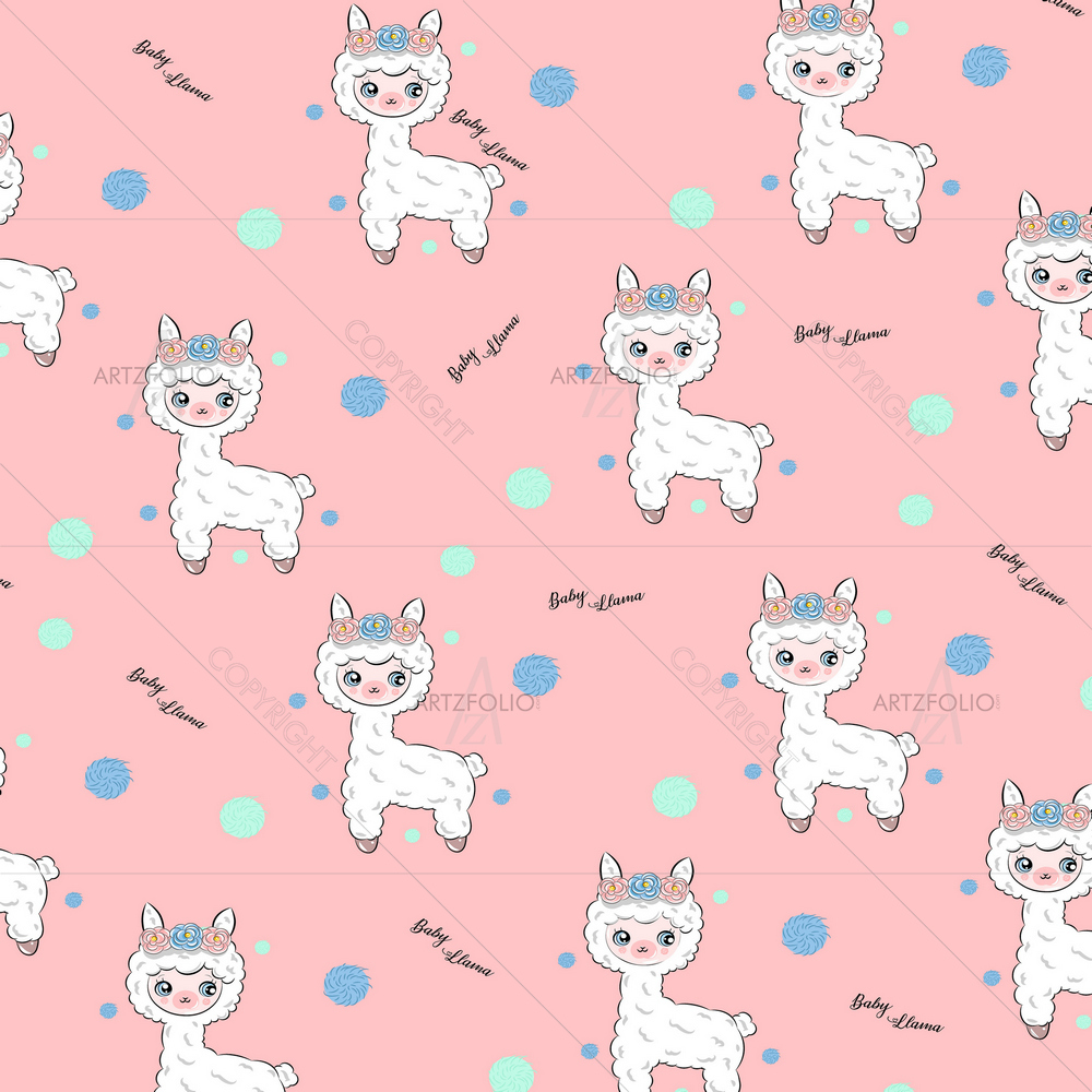 Baby Llama With Girl — custom-size art design 5017193