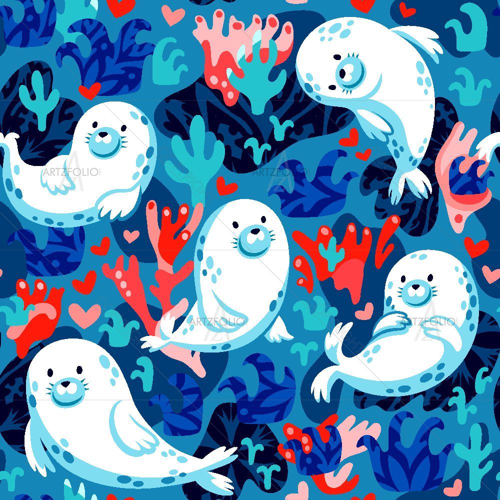 Baby Seals — custom-size art design 5017237