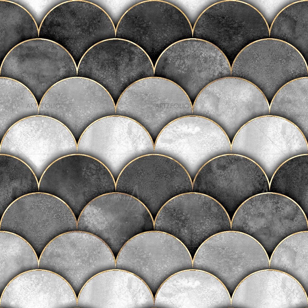 Mermaid Japanese Fish Scale Wave — Abstract custom art by ArtzFolio