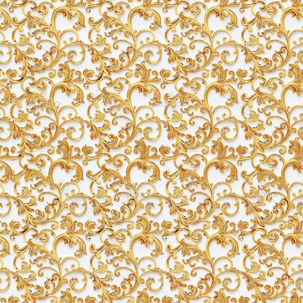 3D Gold Floral Pattern — custom-size art design 5017280