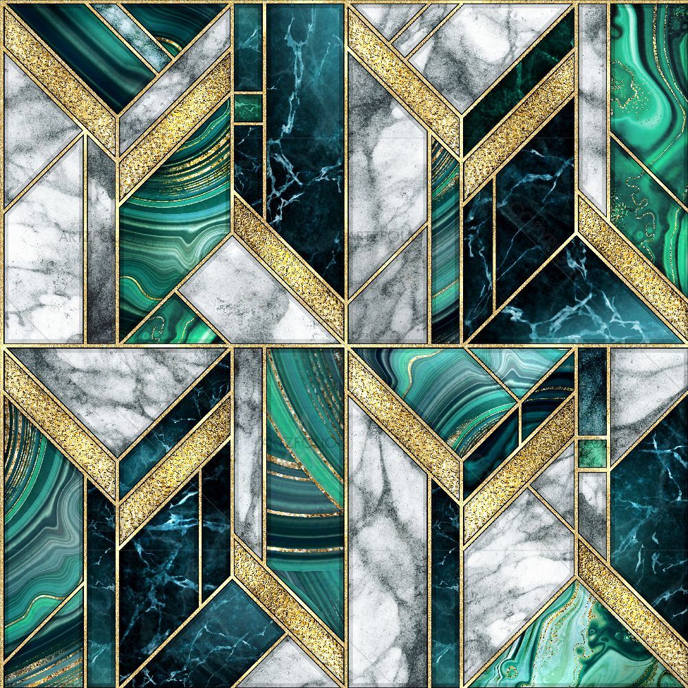 Abstract Marble Mosaic — Fluid marble custom art by ArtzFolio