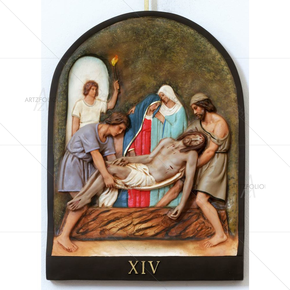 14th Stations of the Cross, Jesus Laid in Tomb & Covered — Devotional custom art by ArtzFolio